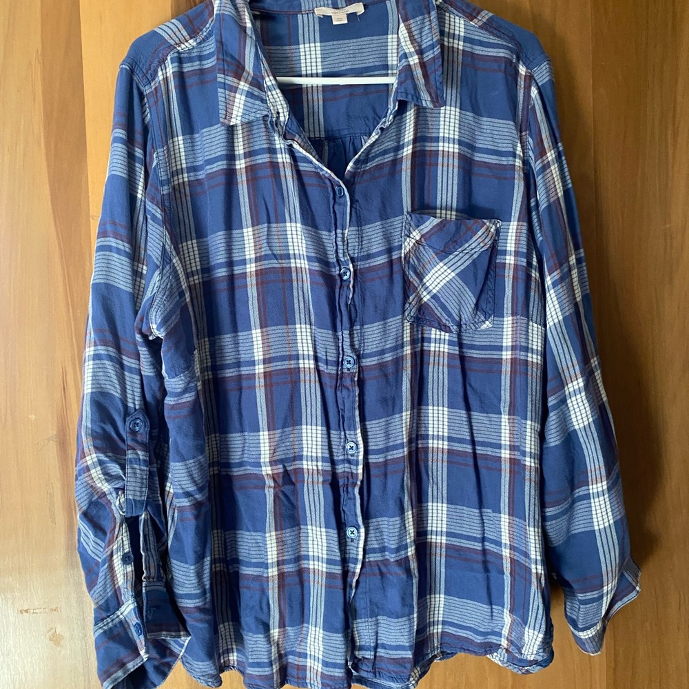 Como Vintage Blue and White Plaid Shirt